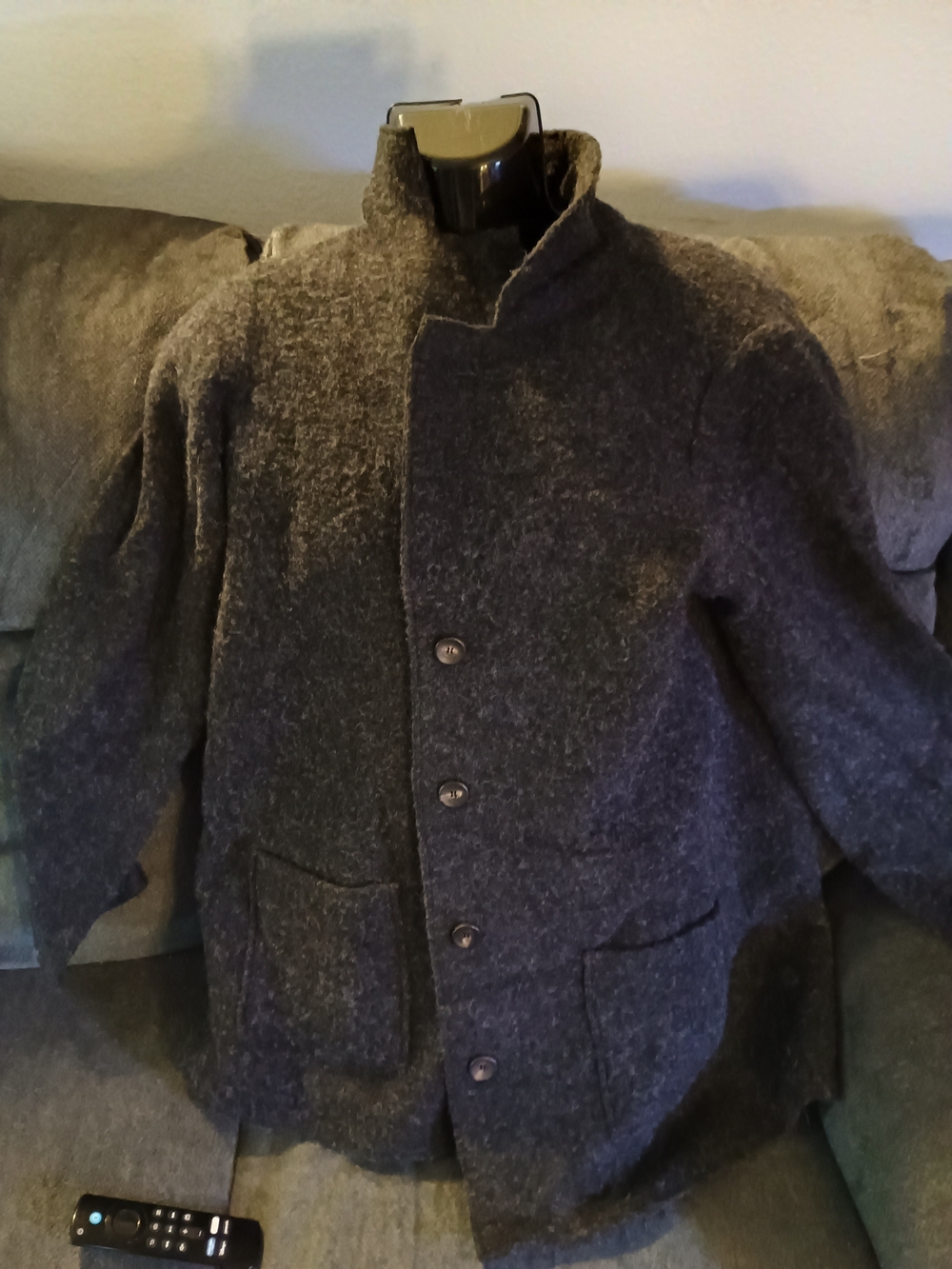Eileen Fisher Women’s Large Wool Blend Cardigan Jacket Charcoal Gray Button Fron